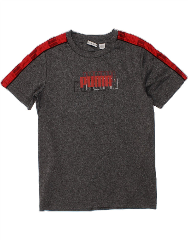PUMA Boys Graphic T-Shirt Top 5-6 Years XS Grey Flecked Polyester Vintage Puma and Second-Hand Puma from Messina Hembry 
