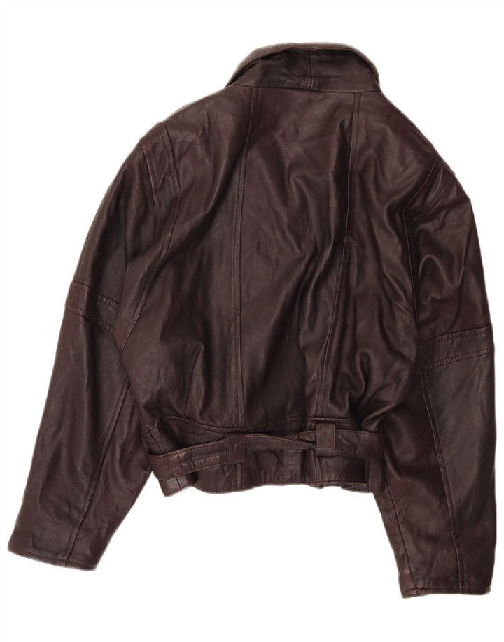 Vintage Damen Lederjacke IT 42 Medium Burgund Leder