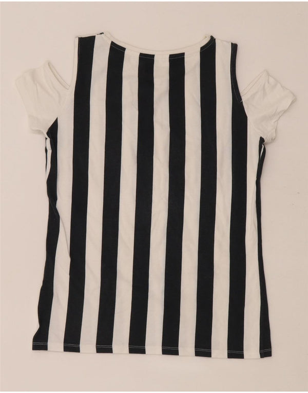 Slam Damen T-Shirt Top UK 10 Small weiß gestreift aus Baumwolle