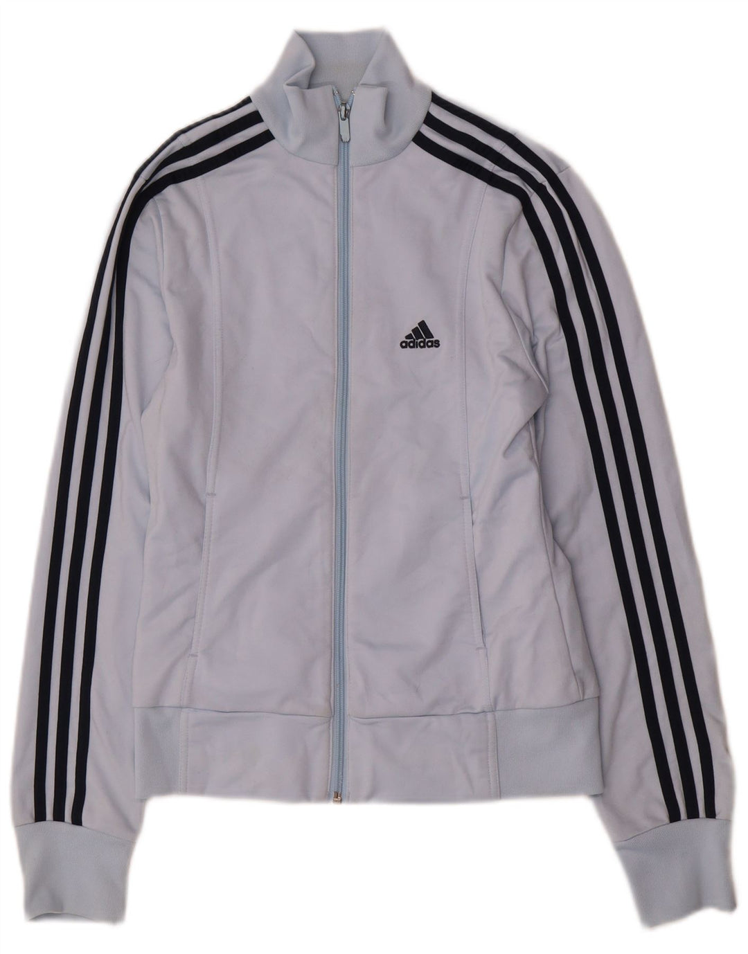 Adidas Damen Trainingsanzug Top Jacke UK 12 Mittelblaues Polyester