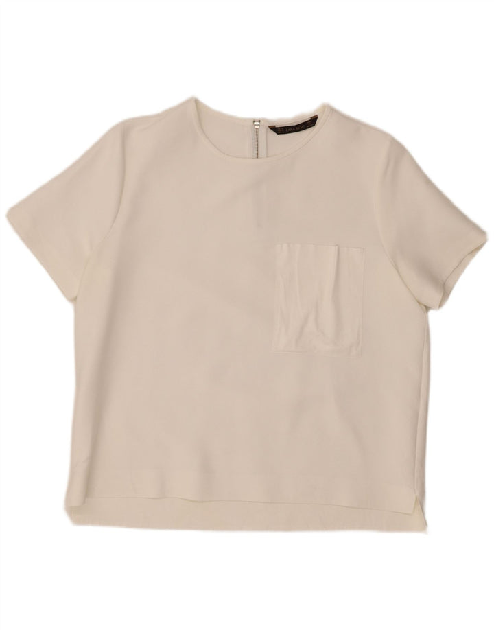 Zara Damen Bluse Top UK 18 XL Weiß
