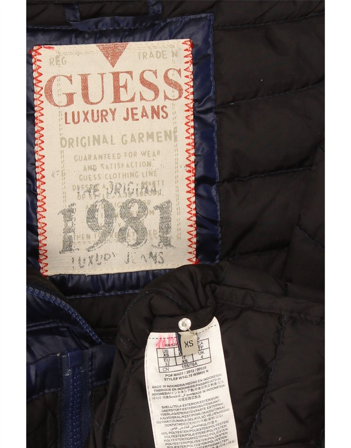 Guess Wattierte Damenjacke mit Kapuze, UK 6, XS, Marineblau, Polyester