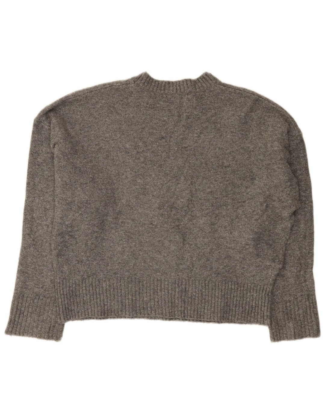 Zara Damen-Pullover, übergroß, Rundhalsausschnitt, Gr. 10, Small, Grau, Acryl