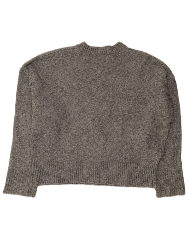 Zara Damen-Pullover, übergroß, Rundhalsausschnitt, Gr. 10, Small, Grau, Acryl