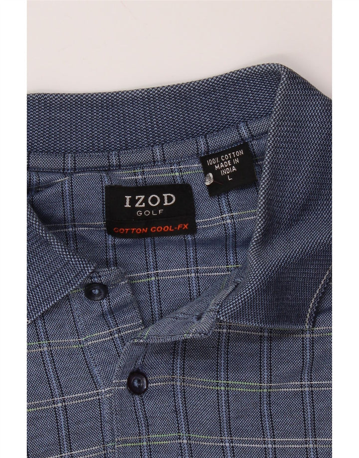 IZOD Herren-Poloshirt, groß, blau kariert, Baumwolle
