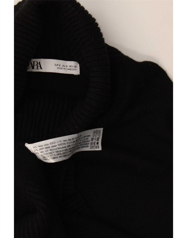 Zara Damen-Pullover mit Rollkragen, übergroß, Gr. 10, Größe S, schwarze Viskose