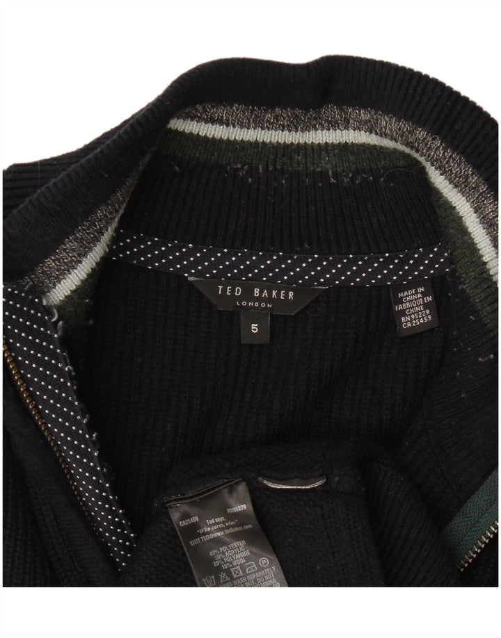 Ted Baker Herren-Pullover mit Reißverschluss am Hals, Größe 5 XL, marineblaues Polyester