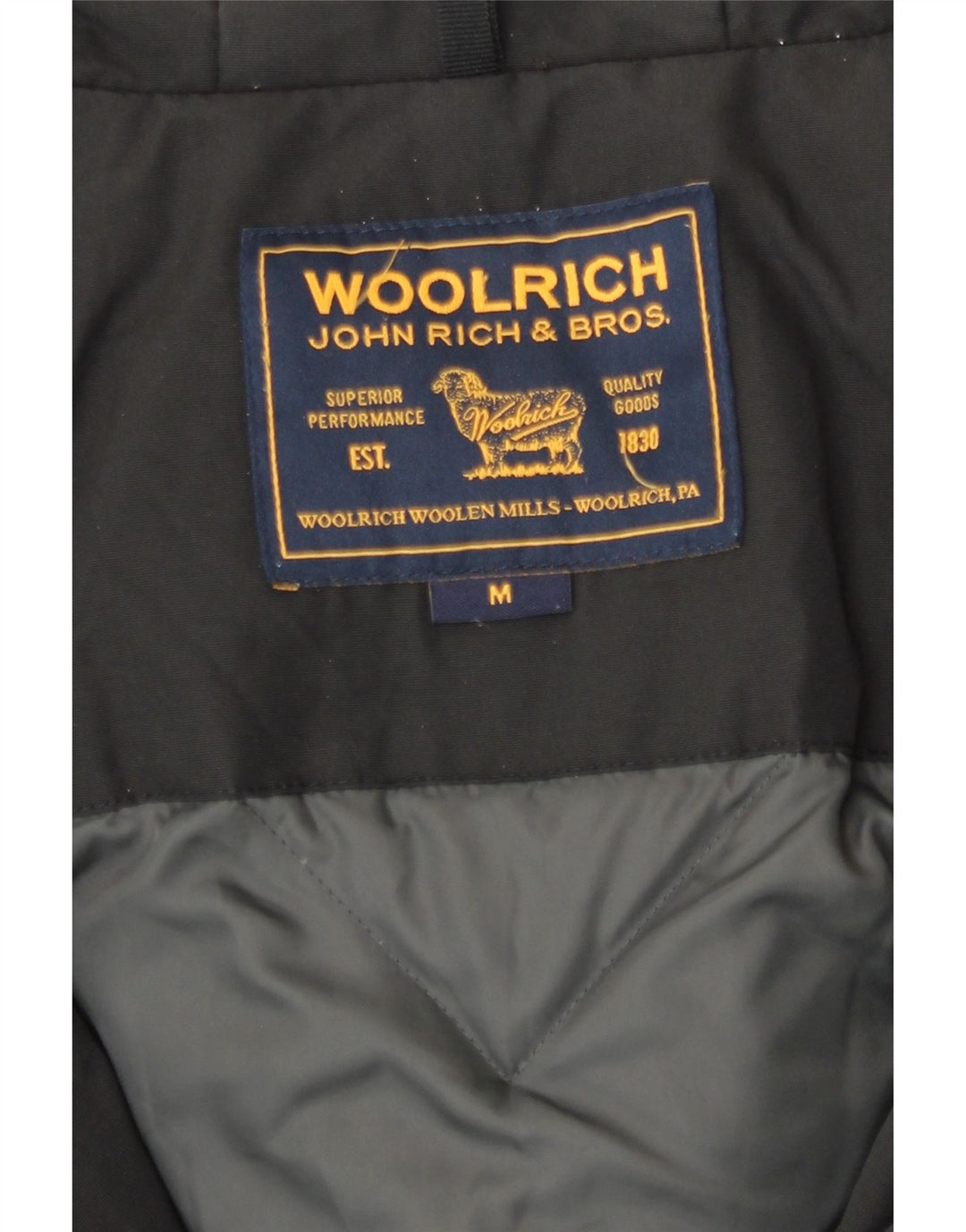 Woolrich Wattierter Damenmantel mit Kapuze, UK 14, mittelschwarze Baumwolle