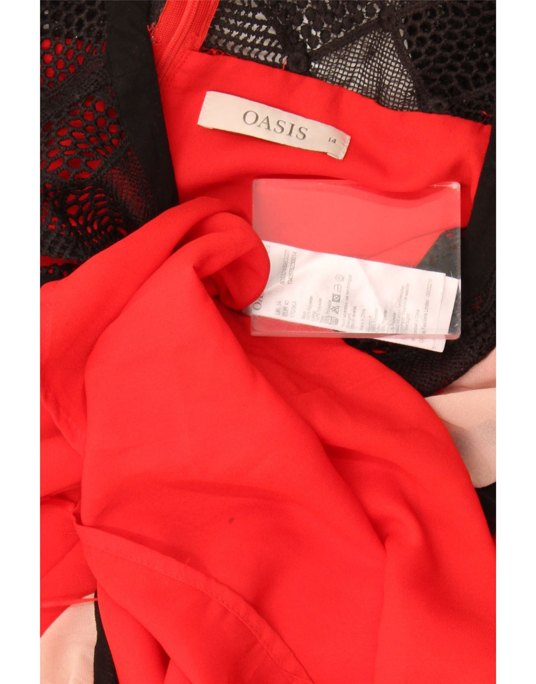 Ärmelloses A-Linien-Kleid für Damen von Oasis, UK 14, Größe L, Rot, Farbblock-Polyester