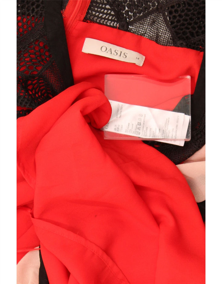 Ärmelloses A-Linien-Kleid für Damen von Oasis, UK 14, Größe L, Rot, Farbblock-Polyester