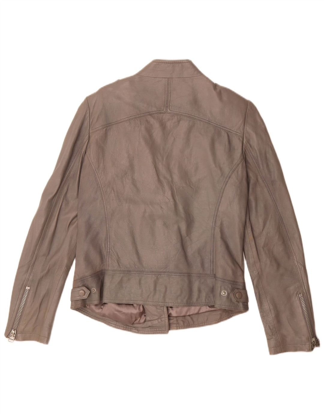 C&A Damen Cindy Crawford Leder Bikerjacke EU 40 Mittelgrau