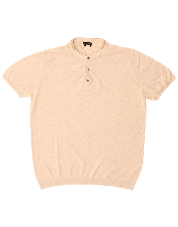 Massimo Dutti Herren-Poloshirt, groß, beige Baumwolle
