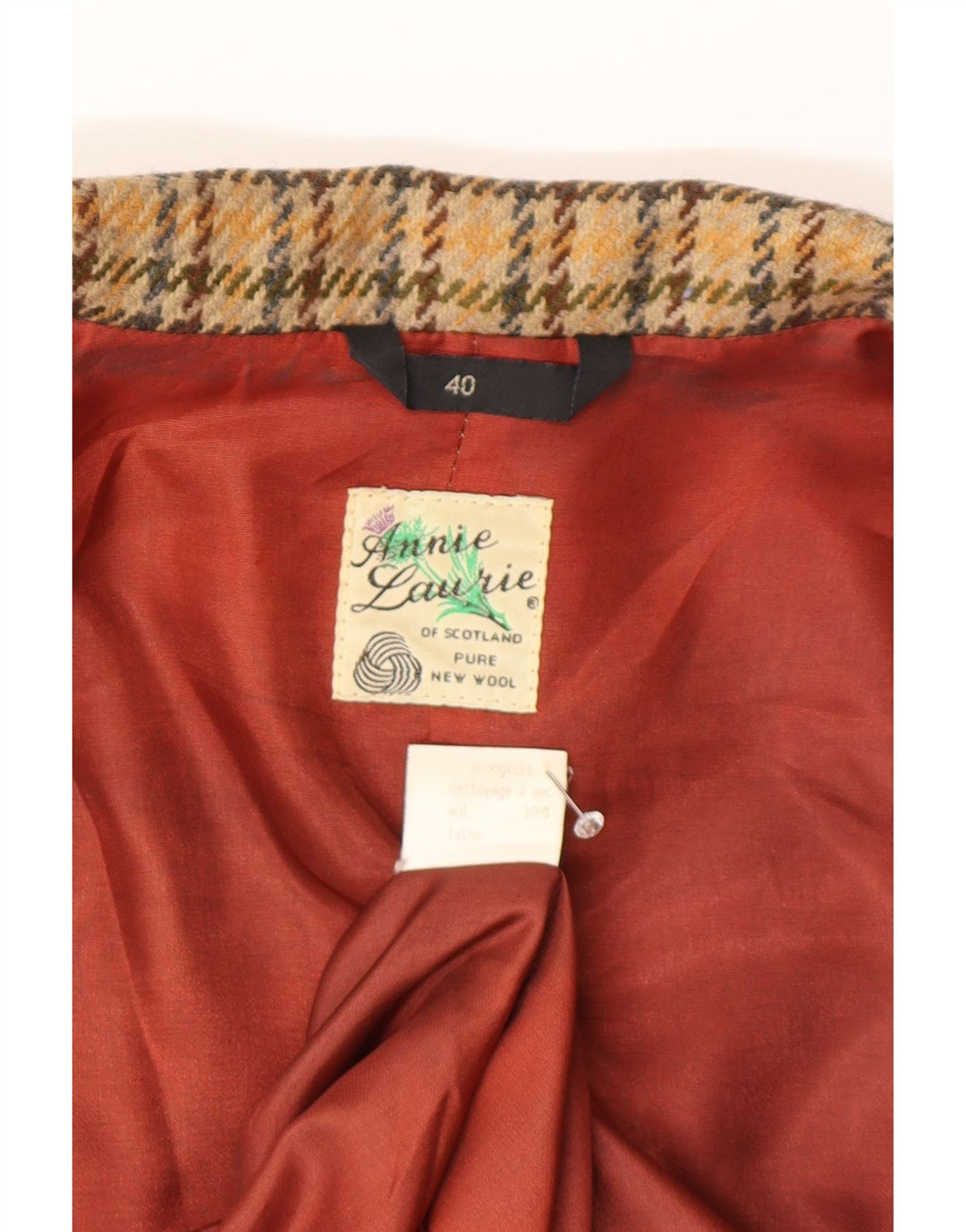 Vintage Damen Zweireihige Blazerjacke EU 40 Mittelbeiger Hahnentrittmuster
