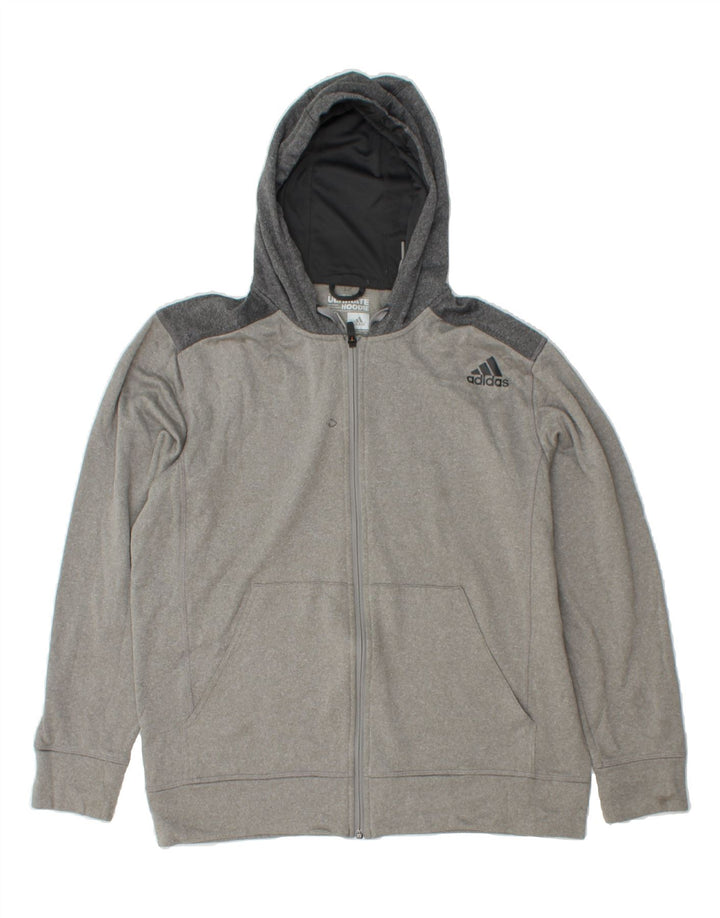 ADIDAS Mens Zip Hoodie Sweater Large Grey Polyester Vintage Adidas and Second-Hand Adidas from Messina Hembry 