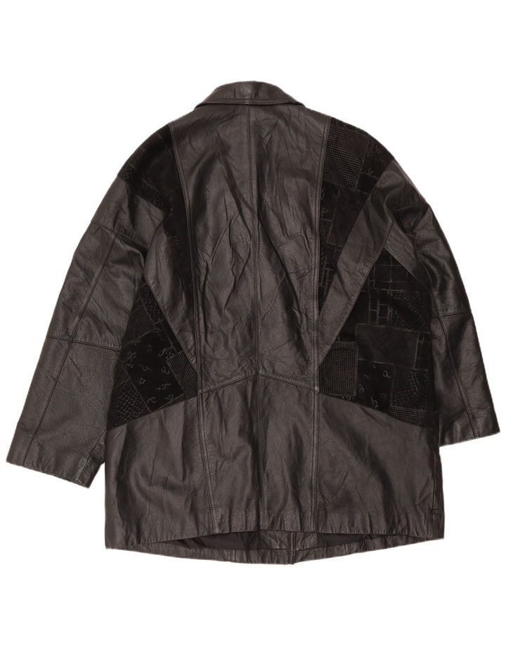 Canda Herren Übergroßer Ledermantel UK 18 XL Schwarz