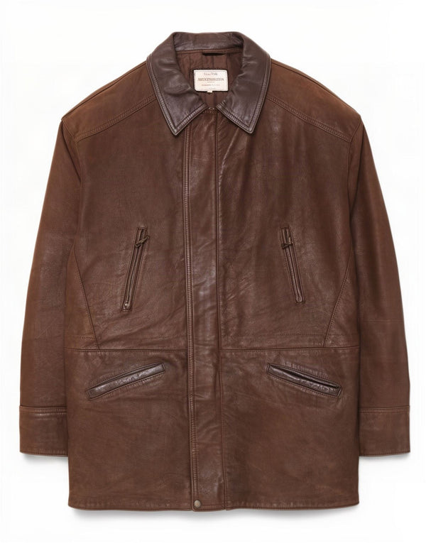 Lavorazione Artigianale Herren Lederjacke UK 44 2XL Braun