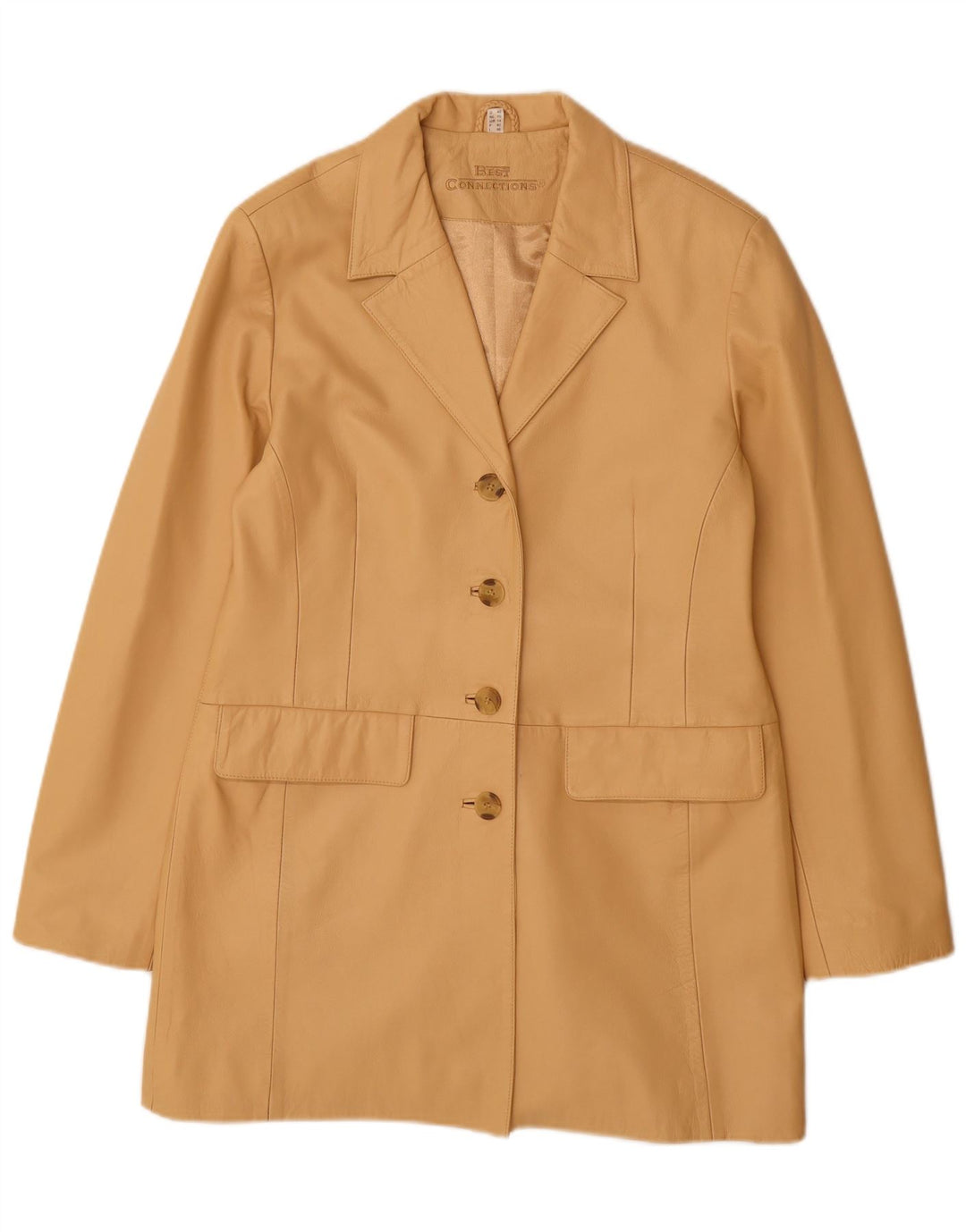 Vintage Damen Ledermantel UK 14 Großes Beige Leder