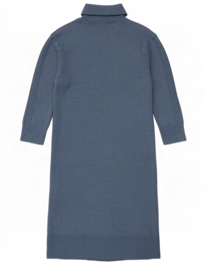 Marks & Spencer Damen Langarm-Pulloverkleid UK 14 Mittelblaues Polyester