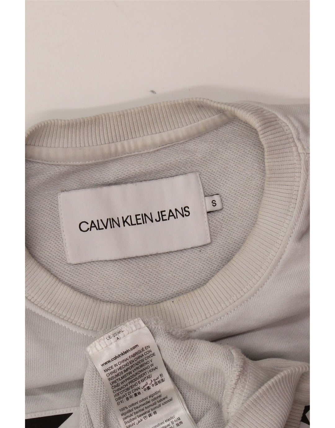 CALVIN KLEIN JEANS Herren-Sweatshirt mit Grafik, Größe S, graue Baumwolle