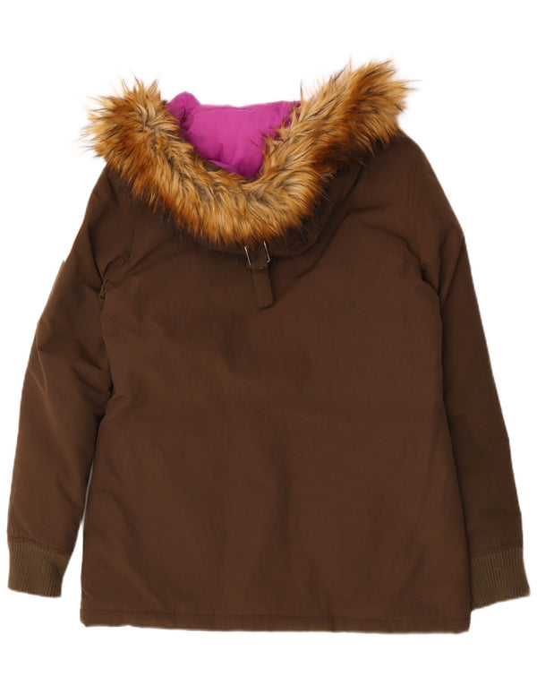 Superdry Damen Militärjacke mit Kapuze, gepolstert, UK 16, Größe L, Khaki, Nylon