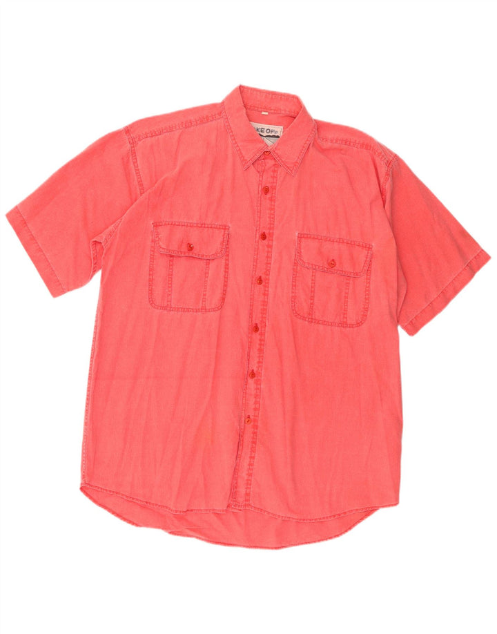 Vintage Herren-Hemd mit entspannter Passform, große rosa Baumwolle