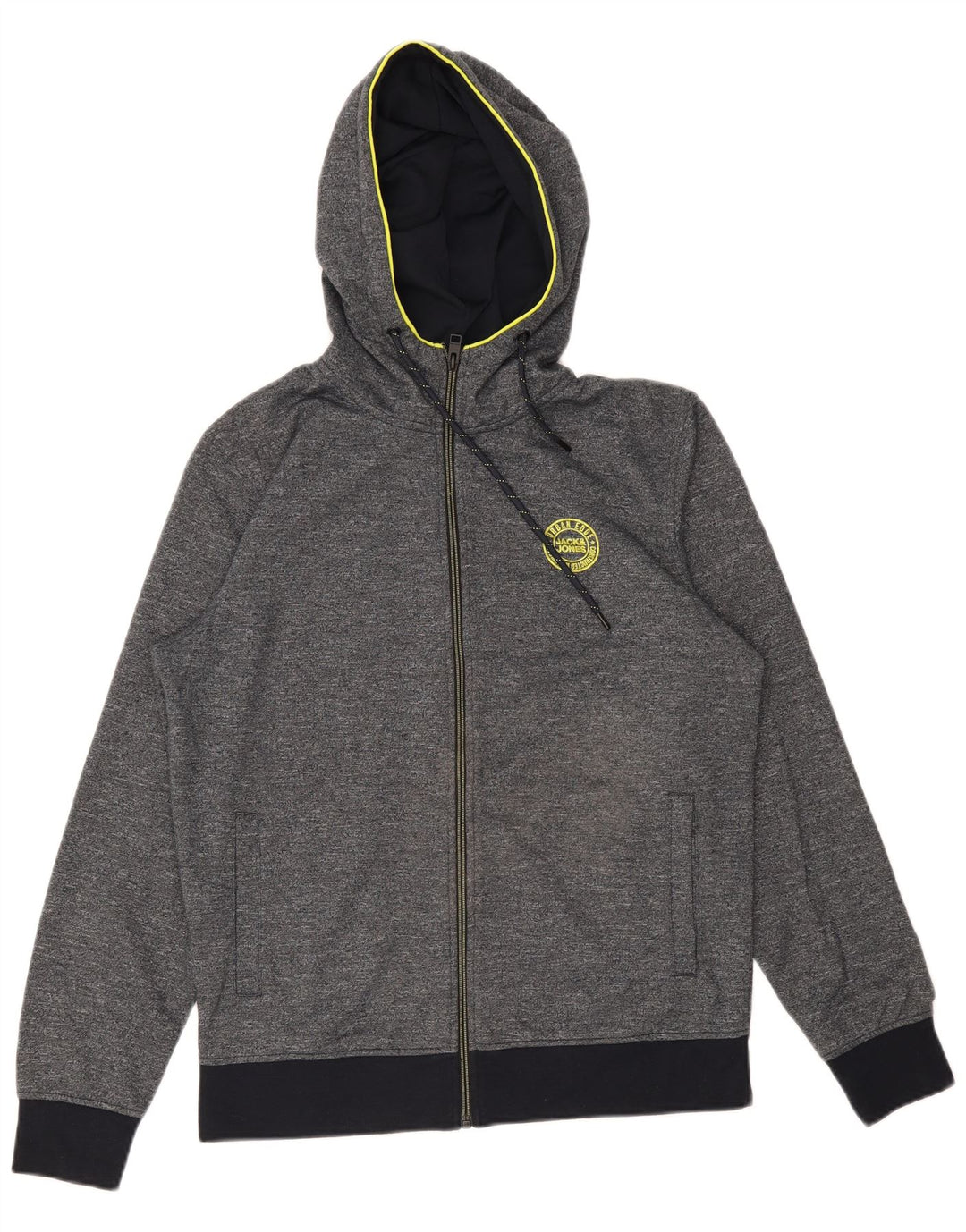 Jack & Jones Herren-Kapuzenpullover mit Reißverschluss, mittelgrau gefleckte Baumwolle