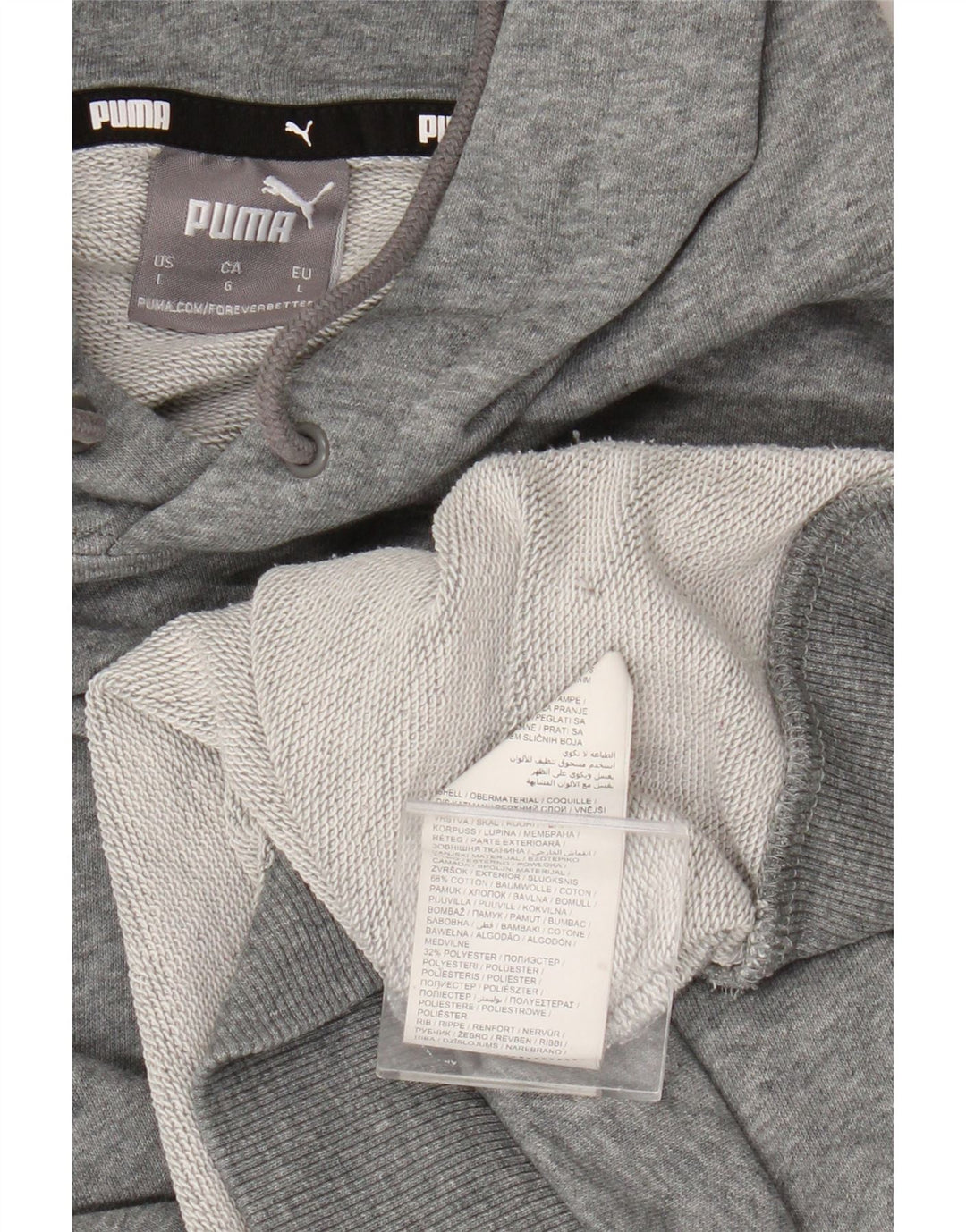 Puma Herren Kapuzenpullover, groß, graue Baumwolle