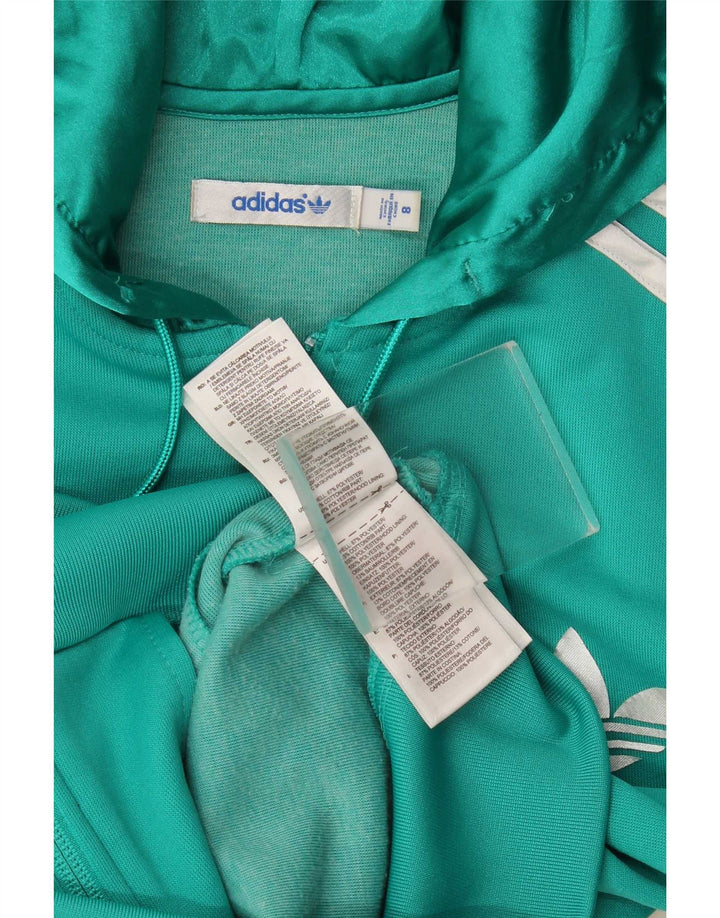 Adidas Damen-Trainingsanzug mit Kapuze, Top-Jacke, UK 8, klein, türkisfarbenes Polyester