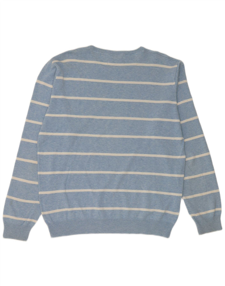 Gant Herren-Pullover mit Rundhalsausschnitt, groß, blau gestreift, Baumwolle