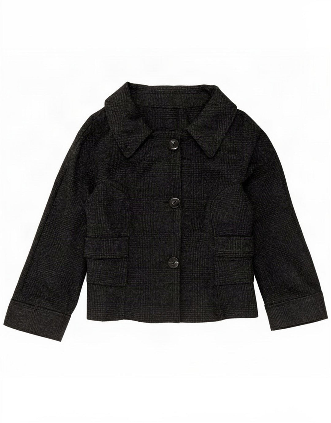 Zara Damen 3-Knopf-Blazerjacke UK 14 Mittelschwarz karierte Wolle