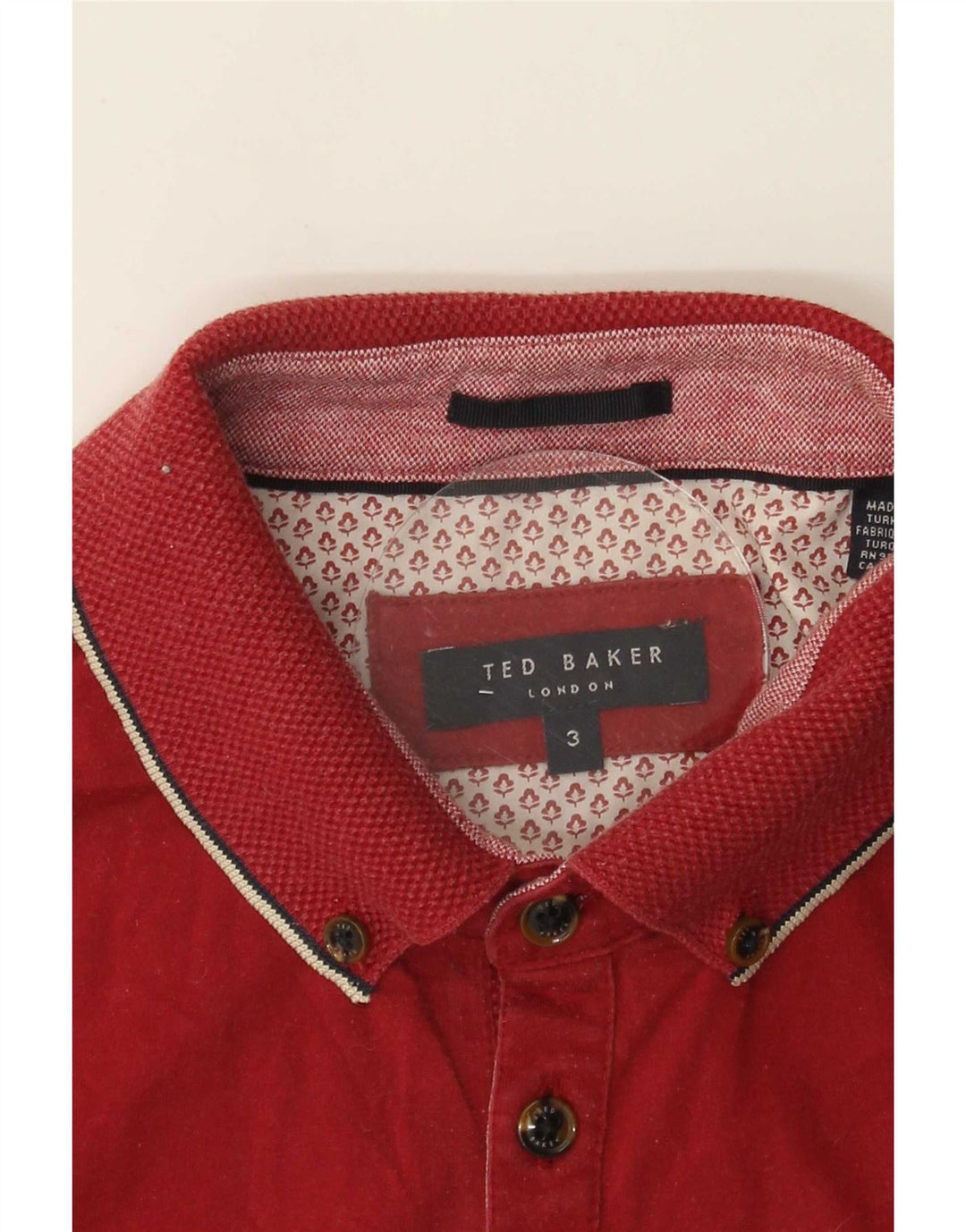 Ted Baker Herren-Poloshirt, Größe 3, Mittelrot
