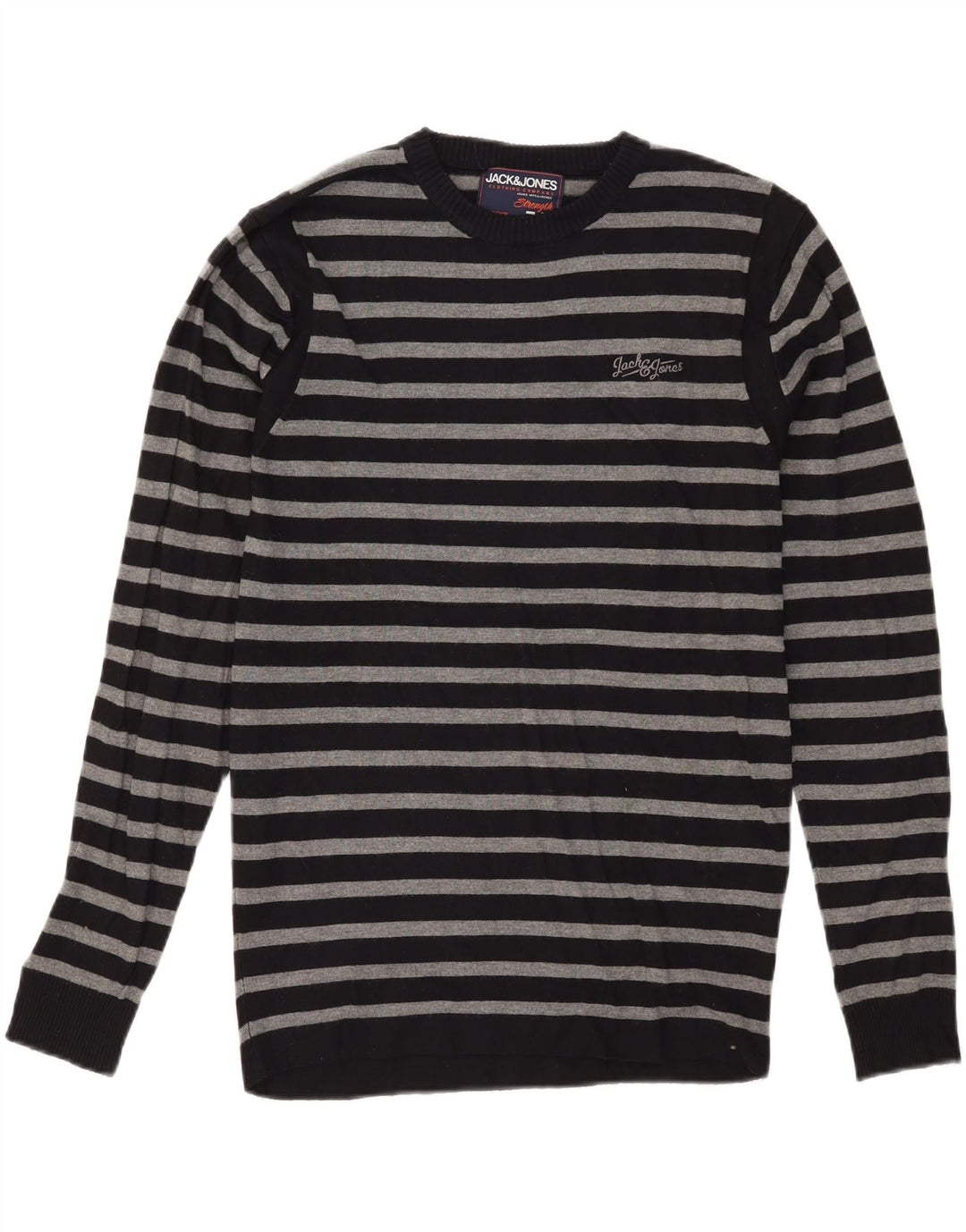 JACK & JONES Herren-Pullover mit Rundhalsausschnitt, groß, schwarz gestreift
