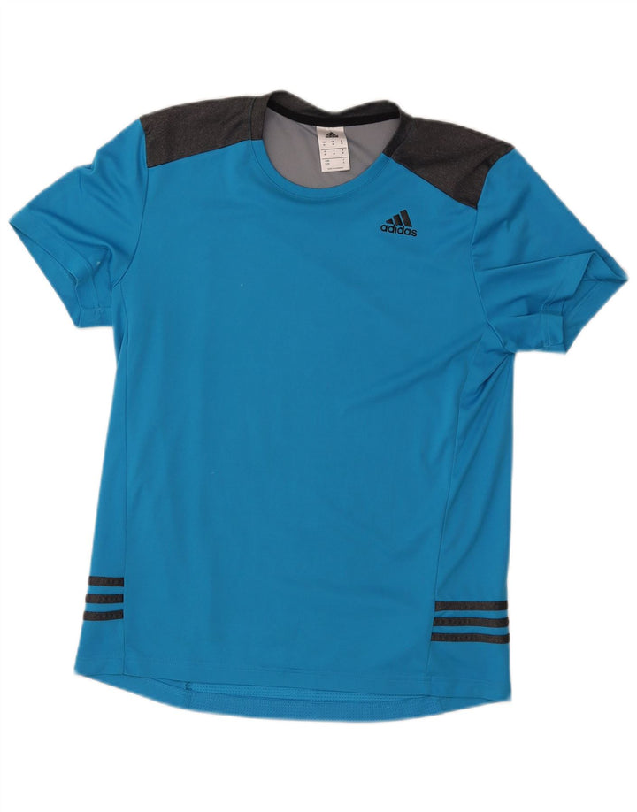 Adidas Herren T-Shirt Top Mittelblaues Colourblock-Polyester