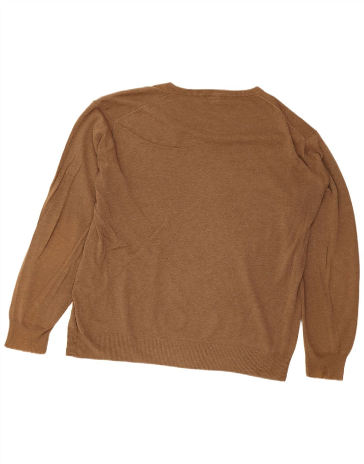Gant Herren-Pullover mit V-Ausschnitt, XL, braune Baumwolle
