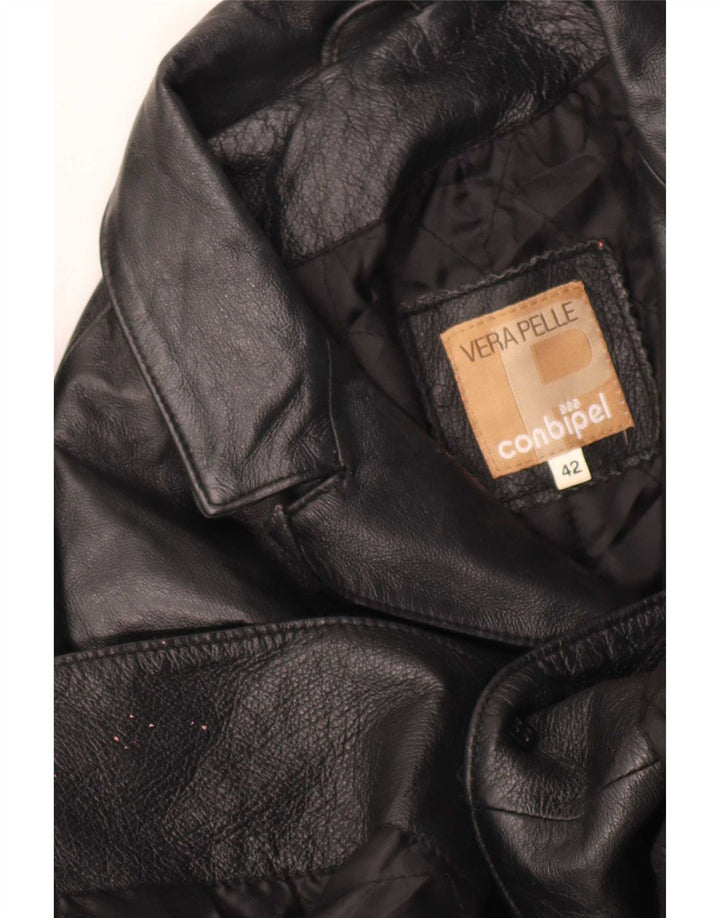 Conbipel Damen Ledermantel IT 42 Medium Black Classic