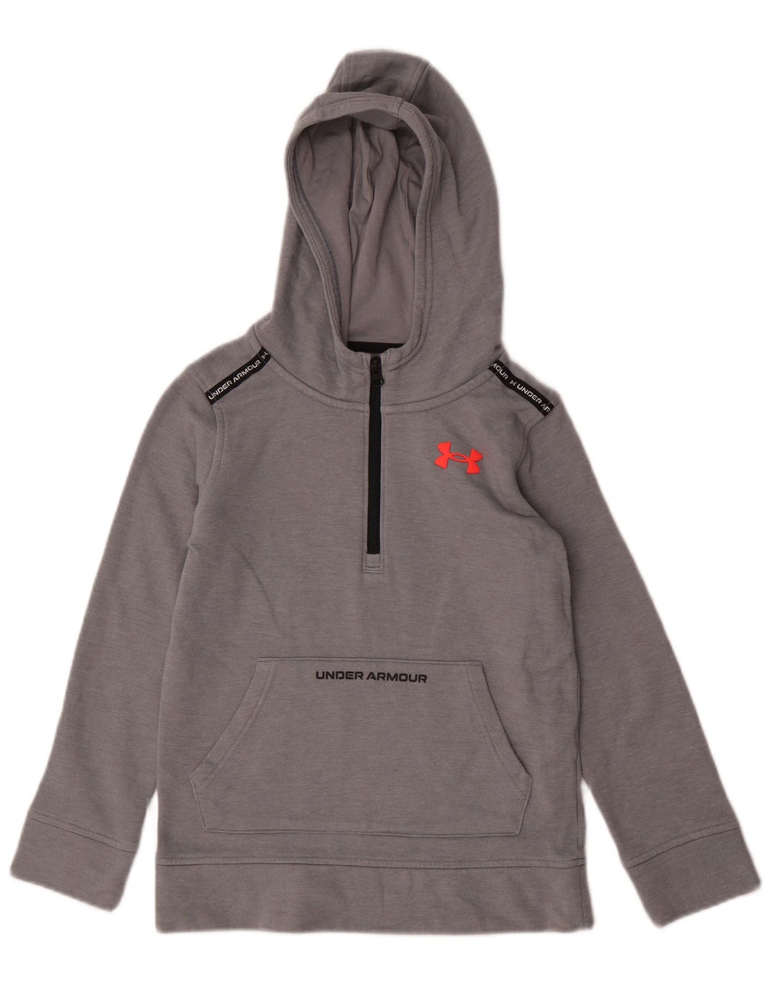 UNDER ARMOUR Jungen-Kapuzenpullover mit grafischem Reißverschluss und Reißverschluss, 9–10 Jahre, Mittelgrau