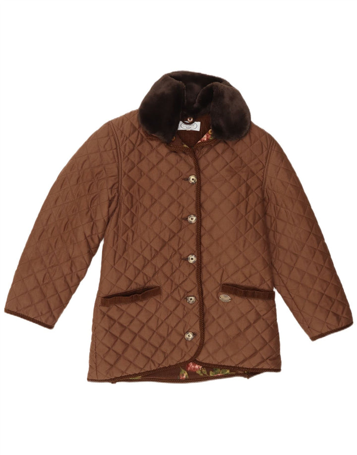 Vintage Damen Steppjacke IT 42 Mittelbraunes Polyester
