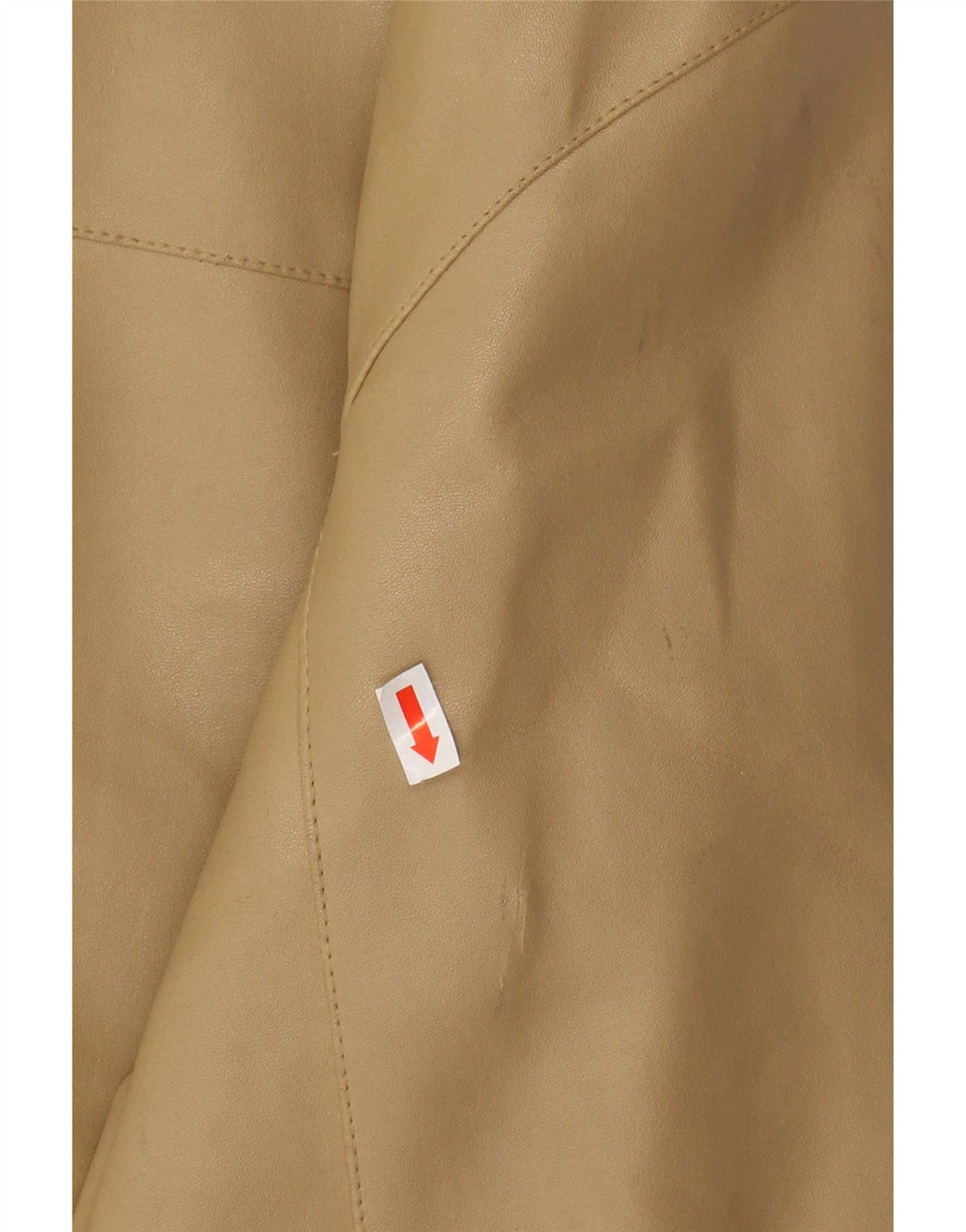 VINTAGE Womens Faux Leather Bomber Jacket UK 14 Medium Beige PVC