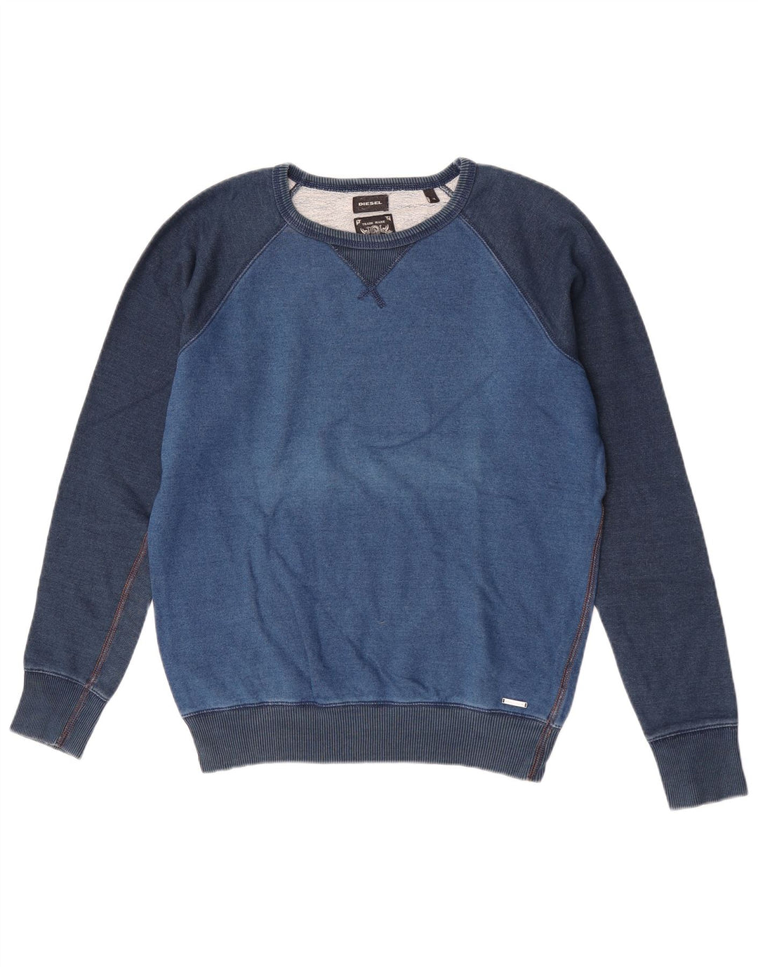 Diesel Herren-Sweatshirt-Pullover aus mittelblauer Colourblock-Baumwolle