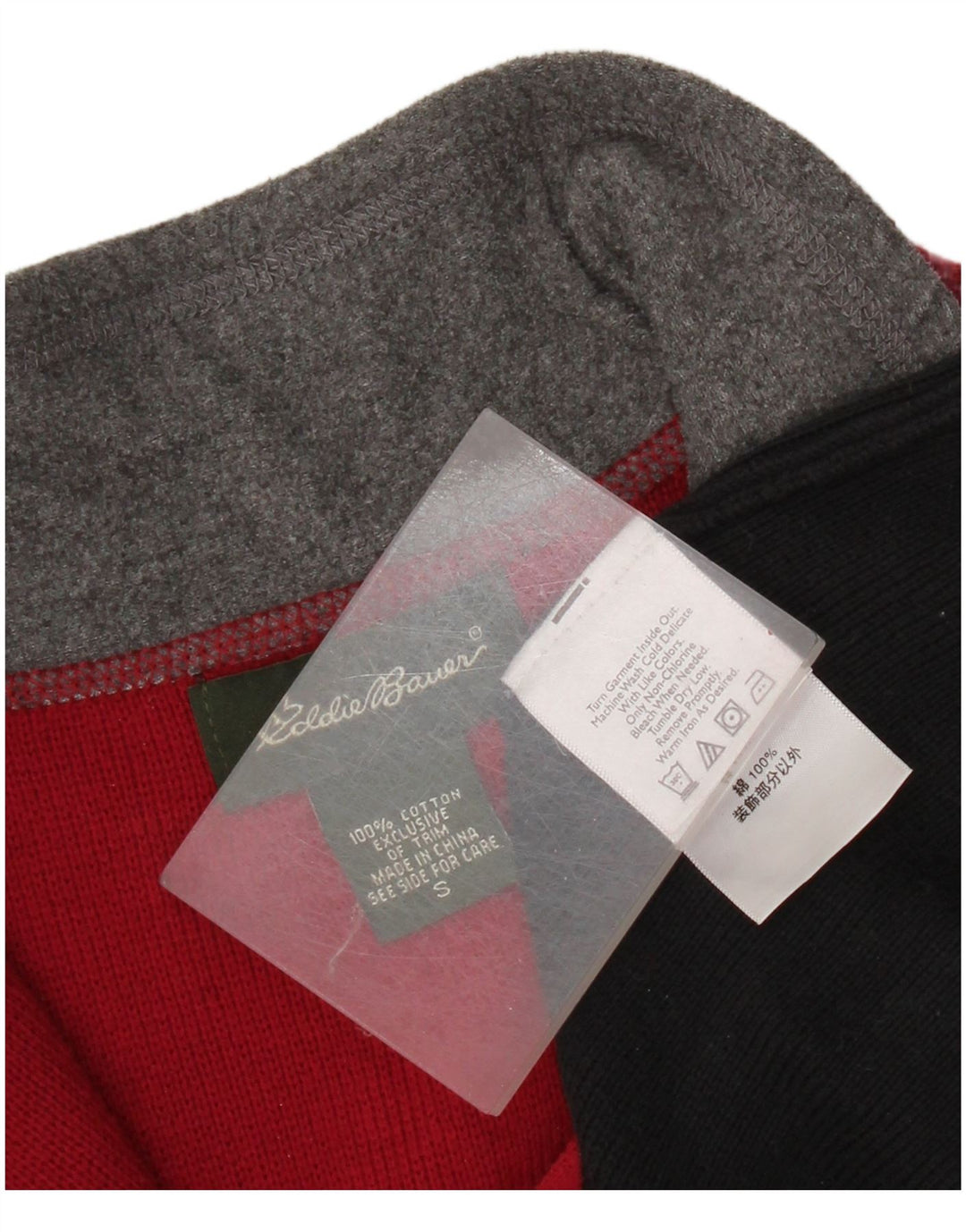 Eddie Bauer Herren-Pullover mit Reißverschluss am Hals, kleine rote Colourblock-Baumwolle