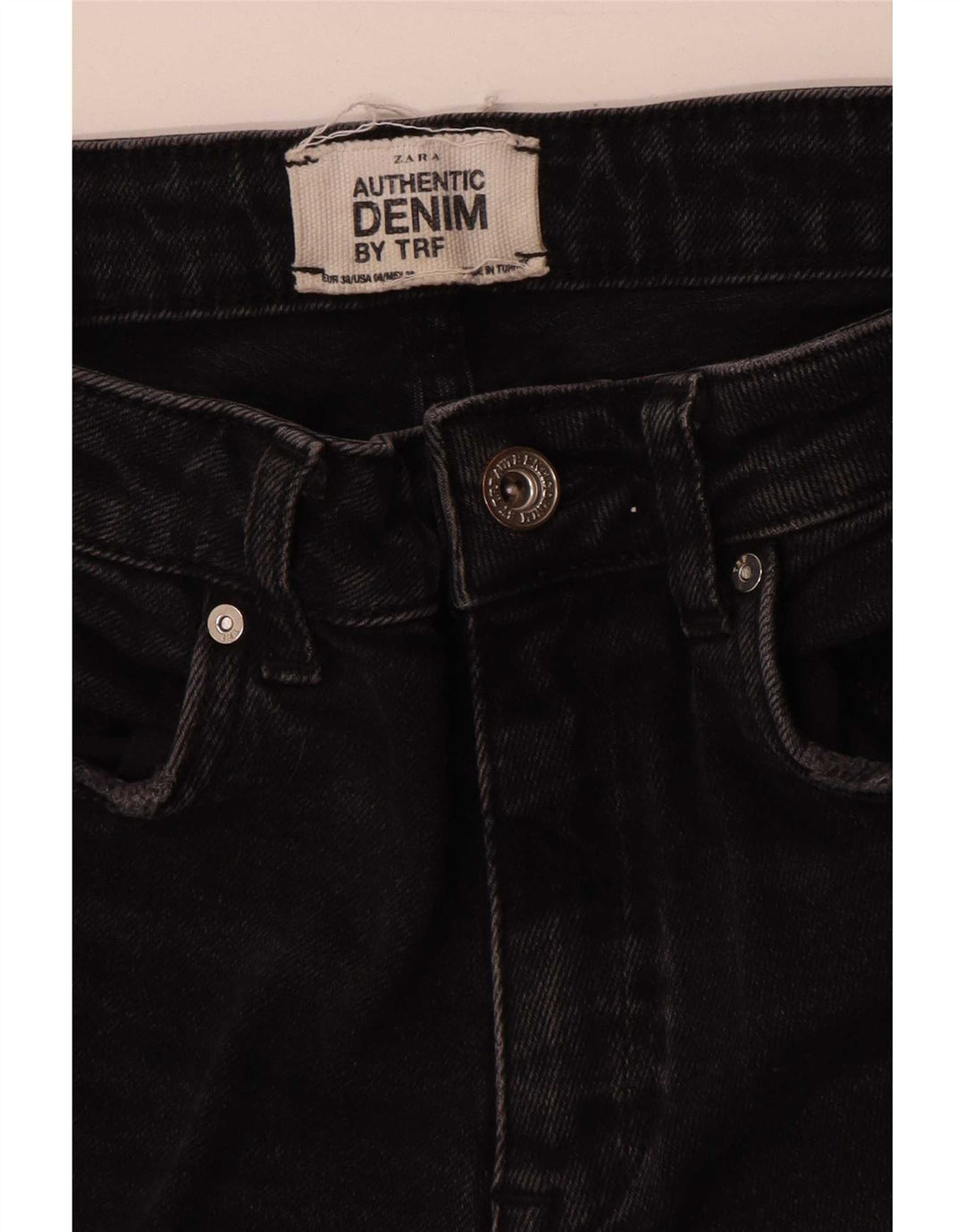 Zara Damen Distressed Straight Jeans EU 38 Small W28 L26 Schwarz