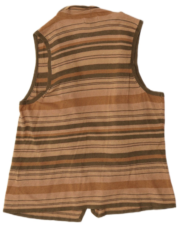 Chaps Ärmelloses Wickel-Cardigan-Oberteil für Damen, UK 18, XL, Beige, gestreift, Leinen