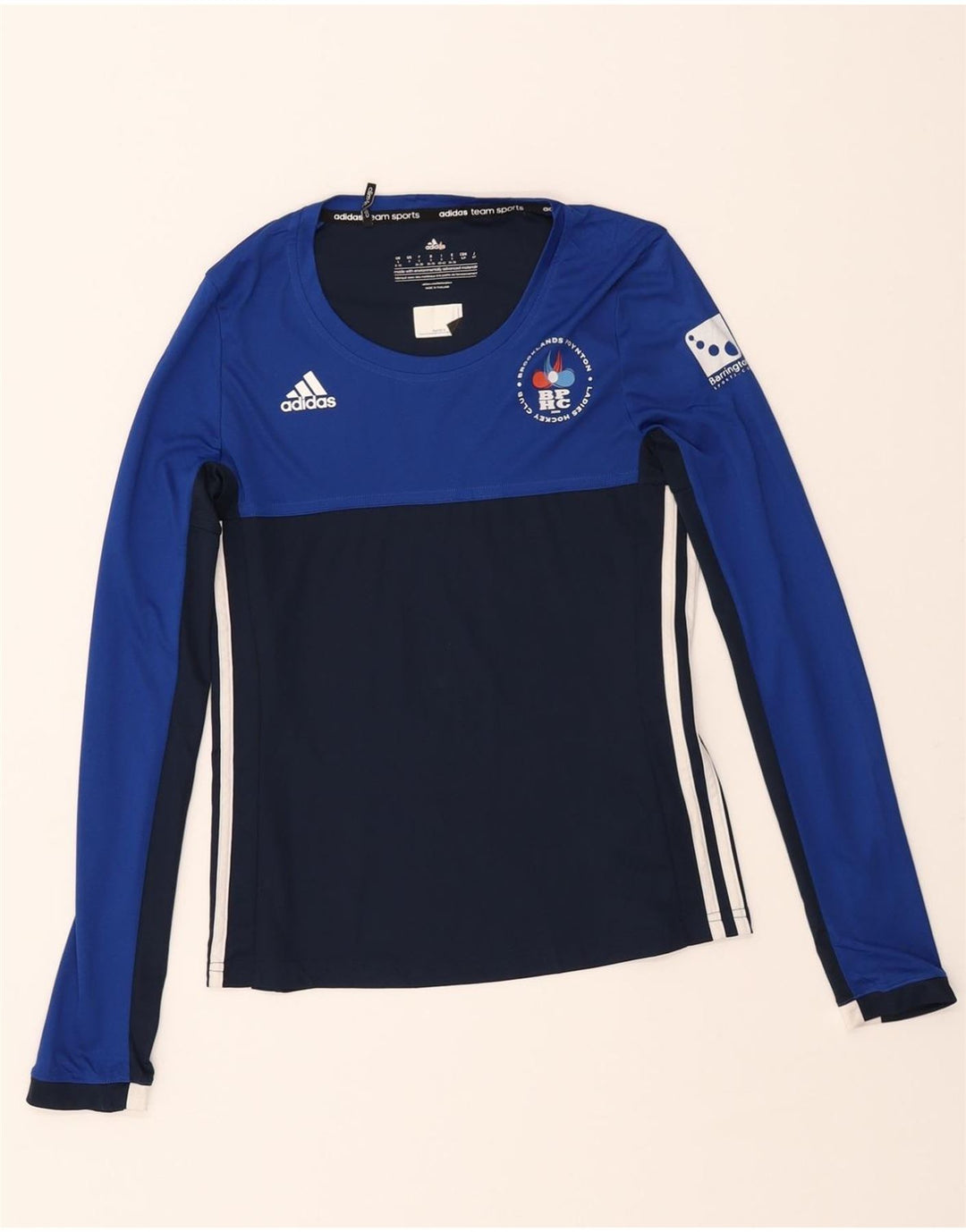 ADIDAS Womens Climacool Graphic Top Long Sleeve UK 8/10 Small Navy Blue Vintage Adidas and Second-Hand Adidas from Messina Hembry 