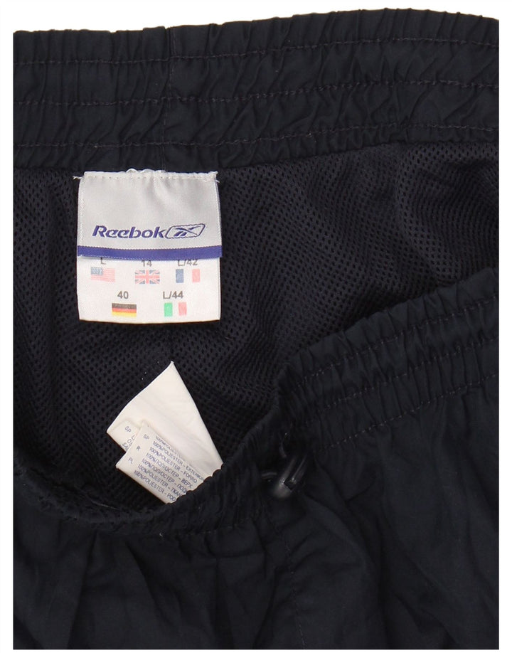 REEBOK Damen Sportshorts UK 14 Large Marineblau Polyester