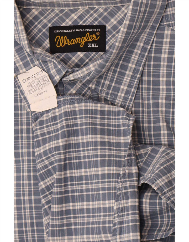 Wrangler Herrenhemd 2XL, blau kariert, Baumwolle