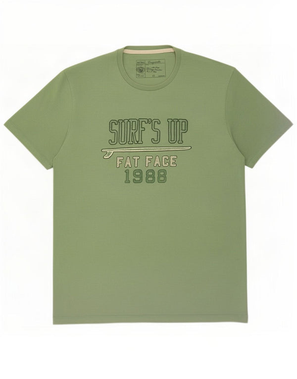 Fat Face Herren-T-Shirt mit Grafik, Größe L, Grün, Baumwolle