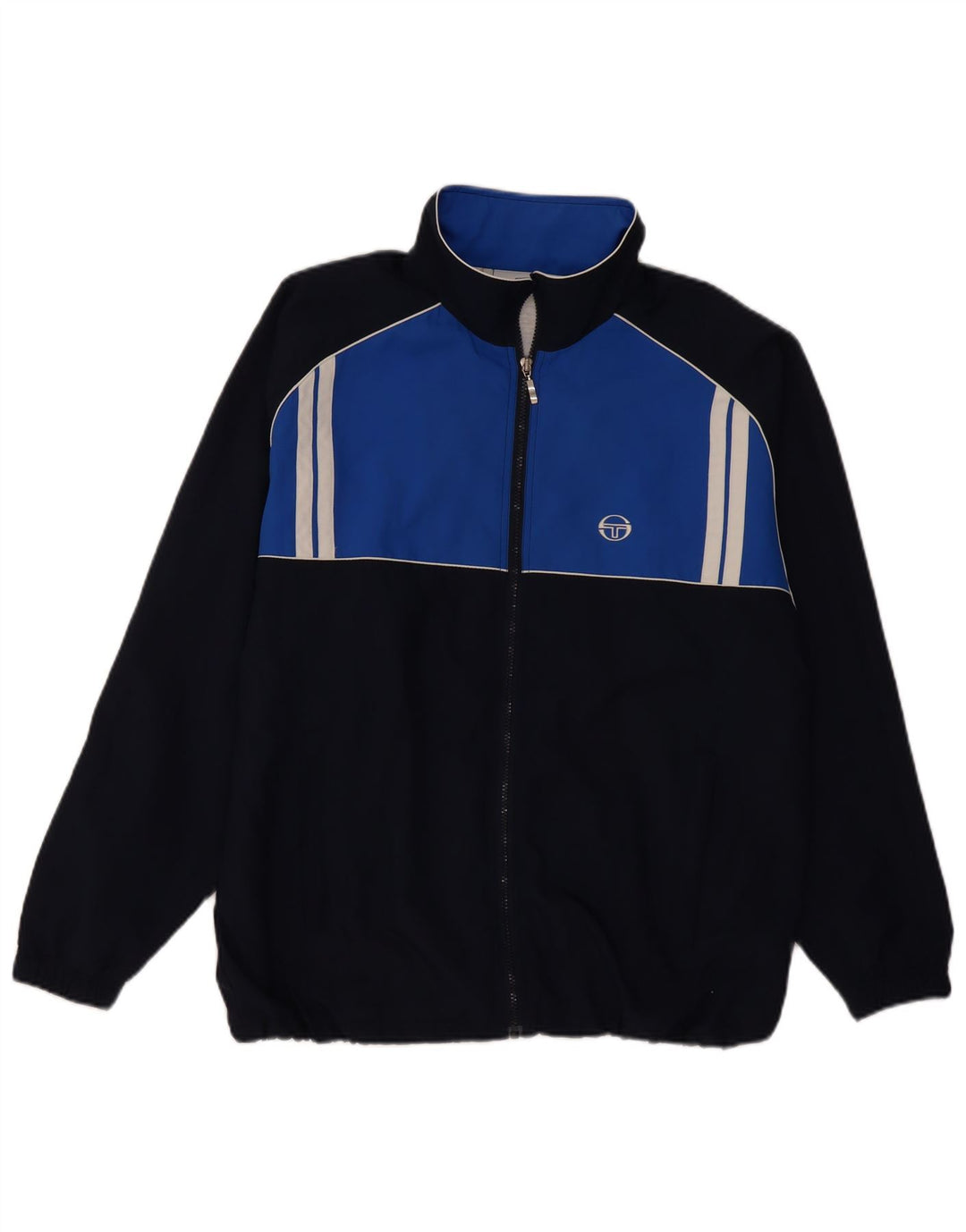 Sergio Tacchini Herren-Trainingsanzug-Oberteil, Jacke, groß, Marineblau, Farbblock