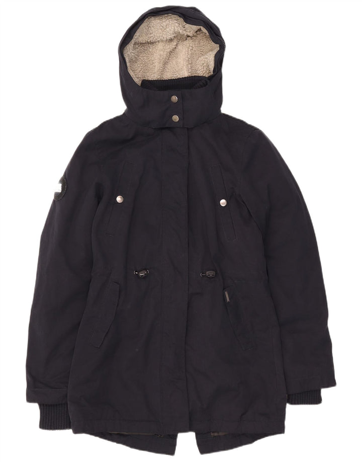 Superdry Damen-Parka mit Kapuze, UK 10, Größe S, Marineblau, Polyester