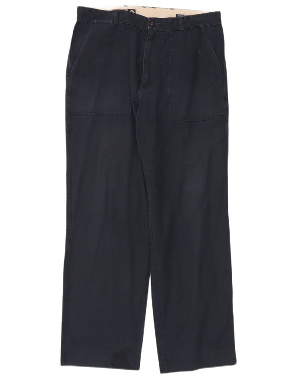 Navigare Mens Straight Chino Trousers IT 52 XL W34 L32 Navy Blue Cotton