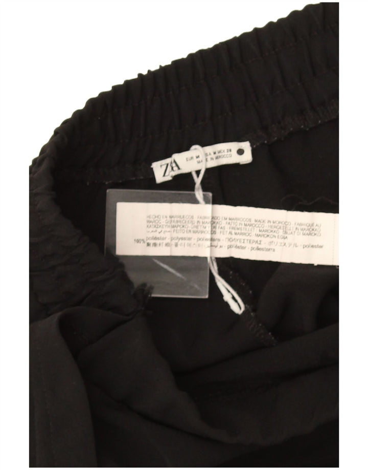 Zara Damen Wickelhose, Freizeithose, Größe M, W30, L27, Schwarz, Polyester